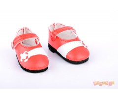 PR64559 Туфли красные с цветочком для кукол 32 см